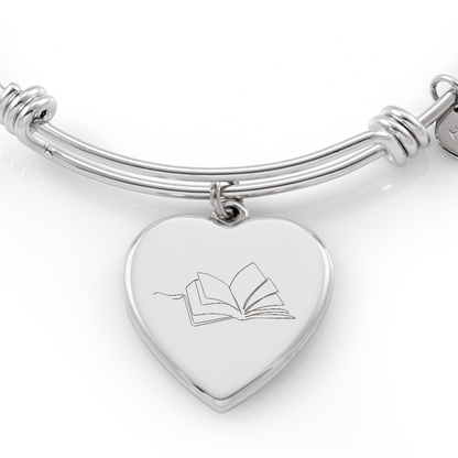 Open Book Heart Bracelet – Minimalist Line Art Charm