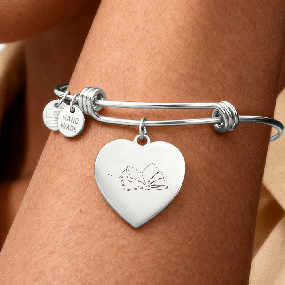 Open Book Heart Bracelet – Minimalist Line Art Charm