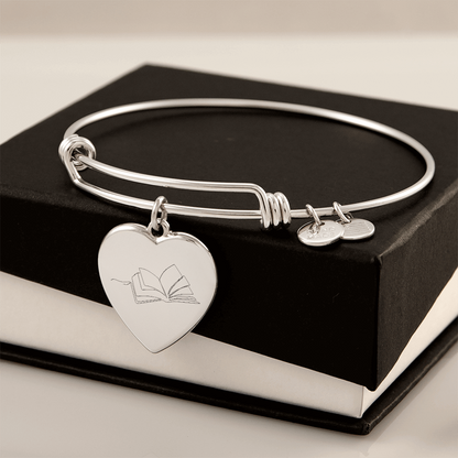 Open Book Heart Bracelet – Minimalist Line Art Charm