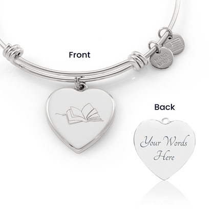 Open Book Heart Bracelet – Minimalist Line Art Charm