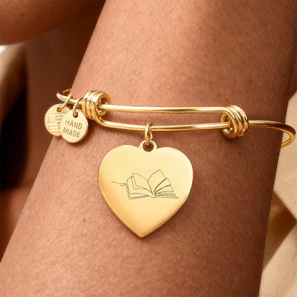 Open Book Heart Bracelet – Minimalist Line Art Charm