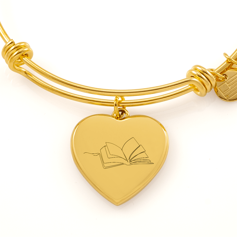 Open Book Heart Bracelet – Minimalist Line Art Charm