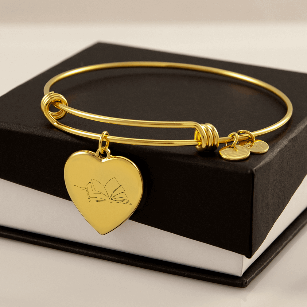 Open Book Heart Bracelet – Minimalist Line Art Charm
